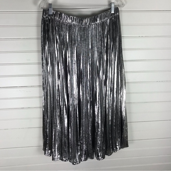MICHAEL Michael Kors Metallic Foil Pleated Midi Skirt - Picture 4 of 7